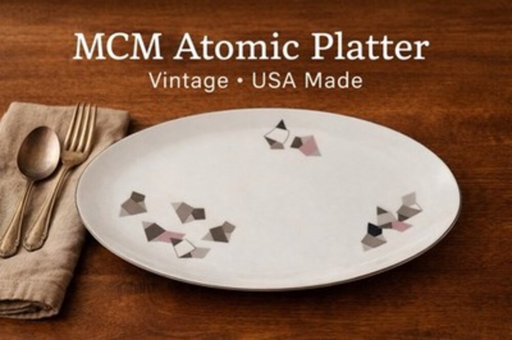 MCM Shenango China Atomic Geometric Oval Serving Platter USA 2494